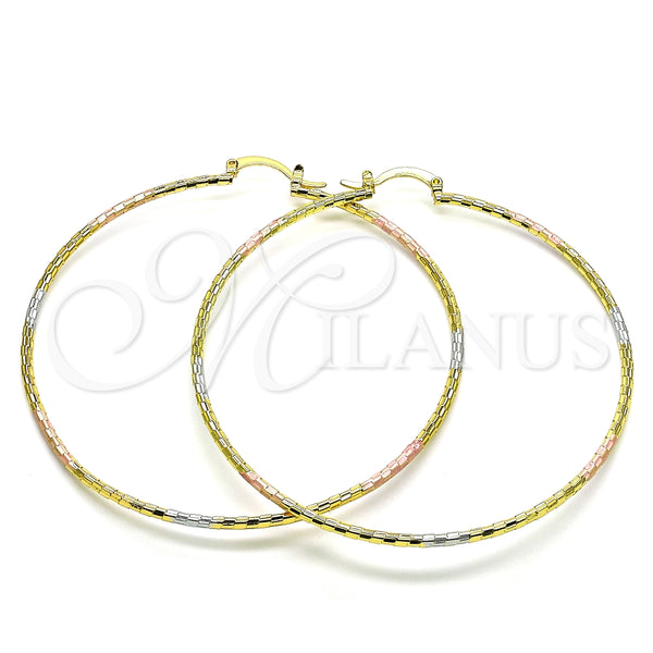 Argolla Extra Grande 02.168.0037.1.70 Oro Laminado, Diamantado, Tres Tonos