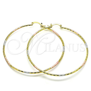 Argolla Extra Grande 02.168.0037.1.70 Oro Laminado, Diamantado, Tres Tonos