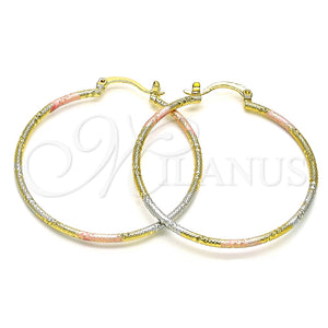 Argolla Mediana 02.168.0039.1.40 Oro Laminado, Diamantado, Tres Tonos