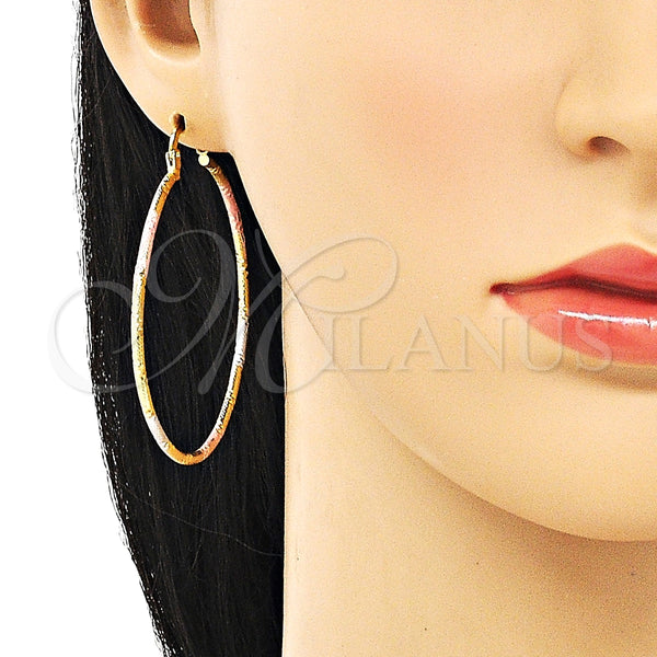 Argolla Grande 02.168.0039.1.50 Oro Laminado, Diamantado, Tres Tonos