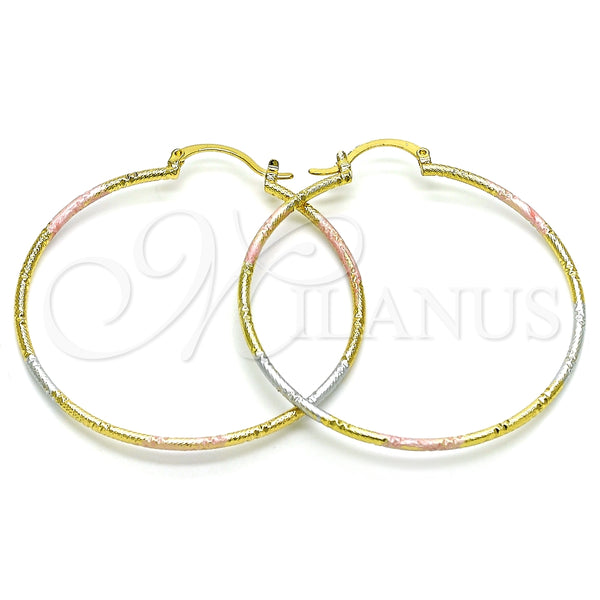 Argolla Grande 02.168.0039.1.50 Oro Laminado, Diamantado, Tres Tonos