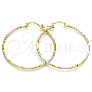 Argolla Grande 02.168.0039.1.50 Oro Laminado, Diamantado, Tres Tonos