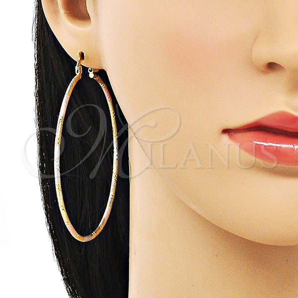 Argolla Grande 02.168.0039.1.60 Oro Laminado, Diamantado, Tres Tonos