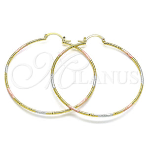 Argolla Grande 02.168.0039.1.60 Oro Laminado, Diamantado, Tres Tonos