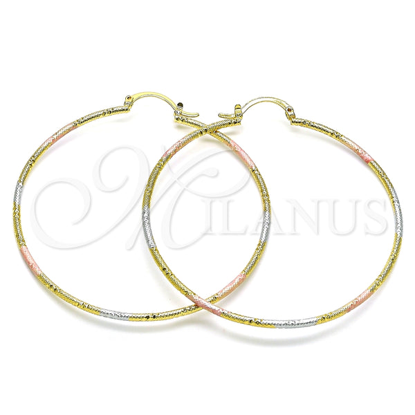 Argolla Grande 02.168.0039.1.60 Oro Laminado, Diamantado, Tres Tonos