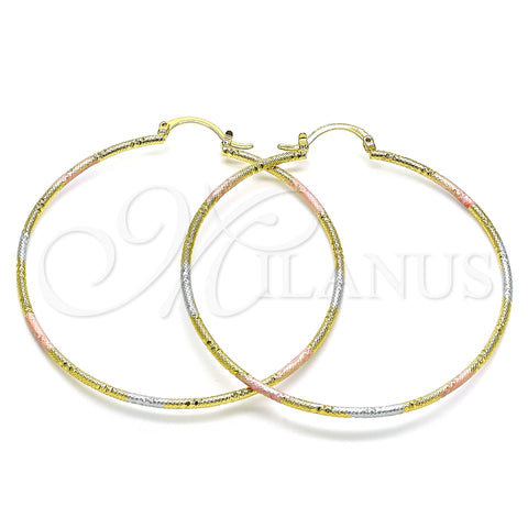 Argolla Grande 02.168.0039.1.60 Oro Laminado, Diamantado, Tres Tonos