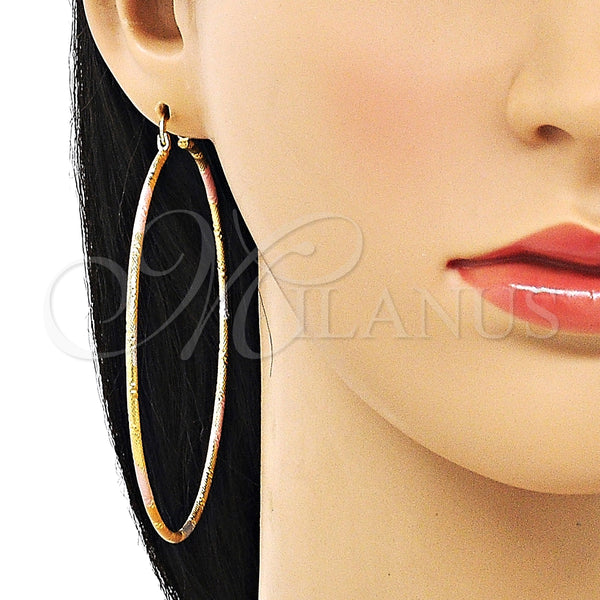 Argolla Extra Grande 02.168.0039.1.70 Oro Laminado, Diamantado, Tres Tonos