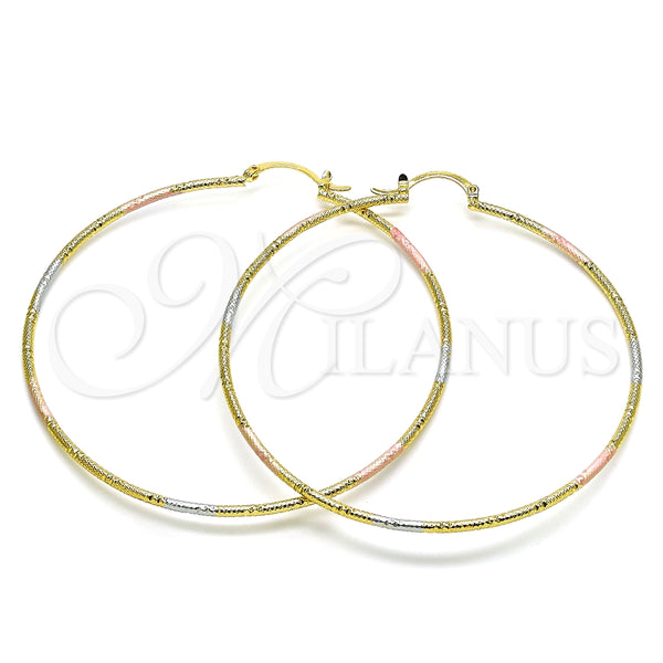 Argolla Extra Grande 02.168.0039.1.70 Oro Laminado, Diamantado, Tres Tonos