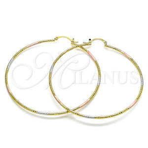 Argolla Extra Grande 02.168.0039.1.70 Oro Laminado, Diamantado, Tres Tonos