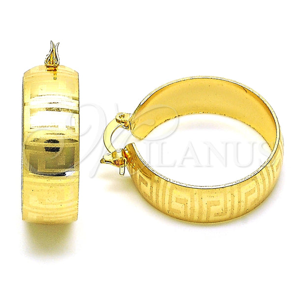 Argolla Pequeña 02.170.0399.25 Oro Laminado, Diseño de Llave Griega, Pulido, Tono Dorado