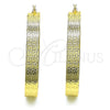 Argolla Pequeña 02.170.0404.25 Oro Laminado, Diseño de Llave Griega, Diamantado, Tono Dorado