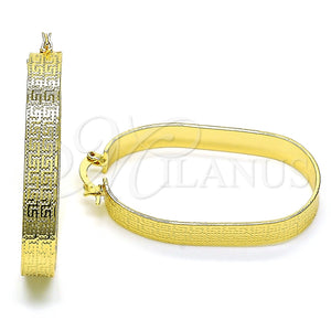 Argolla Pequeña 02.170.0404.25 Oro Laminado, Diseño de Llave Griega, Diamantado, Tono Dorado