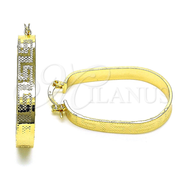 Argolla Pequeña 02.170.0405.25 Oro Laminado, Diseño de Llave Griega, Diamantado, Tono Dorado