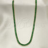 Gargantilla Elegante 04.130.0001.7.12 Oro Laminado, Diseño de Baguette, con Zirconia Cubica Verde, Pulido, Tono Dorado (Grosor 05 MM, 12 Pulgadas de Largo)