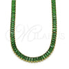 Gargantilla Elegante 04.130.0001.7.12 Oro Laminado, Diseño de Baguette, con Verde Zirconia Cubica, Pulido, Tono Dorado (05 MM Thickness, 12 Inches Length)