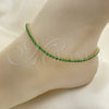 Tobillera Elegante 03.130.0009.8.10 Oro Laminado, Diseño de Cluster, con Verde Zirconia Cubica, Pulido, Tono Dorado (03 MM Thickness, 10 Inches Length)