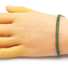 Pulsera Tennis 03.130.0008.7.07 Oro Laminado, Diseño de Baguette, con Verde Zirconia Cubica, Pulido, Tono Dorado (05 MM Thickness, 7 Inches Length)