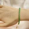 Pulsera Tennis 03.130.0008.7.07 Oro Laminado, Diseño de Baguette, con Verde Zirconia Cubica, Pulido, Tono Dorado (05 MM Thickness, 7 Inches Length)