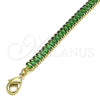 Pulsera Tennis 03.130.0008.7.07 Oro Laminado, Diseño de Baguette, con Verde Zirconia Cubica, Pulido, Tono Dorado (05 MM Thickness, 7 Inches Length)