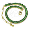 Pulsera Tennis 03.130.0008.7.07 Oro Laminado, Diseño de Baguette, con Verde Zirconia Cubica, Pulido, Tono Dorado (05 MM Thickness, 7 Inches Length)