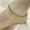 Tobillera Elegante 03.130.0008.7.10 Oro Laminado, Diseño de Baguette, con Verde Zirconia Cubica, Pulido, Tono Dorado (05 MM Thickness, 10 Inches Length)