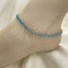 Tobillera Elegante 03.130.0008.6.10 Oro Laminado, Diseño de Baguette, con Turquoise Zirconia Cubica, Pulido, Tono Dorado (05 MM Thickness, 10 Inches Length)