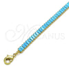 Tobillera Elegante 03.130.0008.6.10 Oro Laminado, Diseño de Baguette, con Turquoise Zirconia Cubica, Pulido, Tono Dorado (05 MM Thickness, 10 Inches Length)