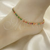 Tobillera Elegante 03.130.0008.4.10 Oro Laminado, Diseño de Baguette, con Multicolor Zirconia Cubica, Pulido, Tono Dorado (05 MM Thickness, 10 Inches Length)