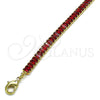 Tobillera Elegante 03.130.0008.1.10 Oro Laminado, Diseño de Baguette, con Granate Zirconia Cubica, Pulido, Tono Dorado (05 MM Thickness, 10 Inches Length)