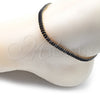 Tobillera Elegante 03.130.0008.2.10 Oro Laminado, Diseño de Baguette, con Negro Zirconia Cubica, Pulido, Tono Dorado (05 MM Thickness, 10 Inches Length)