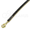 Tobillera Elegante 03.130.0008.2.10 Oro Laminado, Diseño de Baguette, con Negro Zirconia Cubica, Pulido, Tono Dorado (05 MM Thickness, 10 Inches Length)