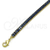 Tobillera Elegante 03.130.0008.8.10 Oro Laminado, Diseño de Baguette, con Zafiro Azul Zirconia Cubica, Pulido, Tono Dorado (05 MM Thickness, 10 Inches Length)