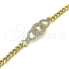 Pulsera Elegante 03.283.0275.07 Oro Laminado, Diseño de Miami Cubana, con Blanca Micro Pave, Pulido, Tono Dorado (05 MM Thickness, 8 Inches Length)