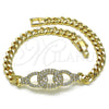 Pulsera Elegante 03.283.0275.07 Oro Laminado, Diseño de Miami Cubana, con Blanca Micro Pave, Pulido, Tono Dorado (05 MM Thickness, 8 Inches Length)