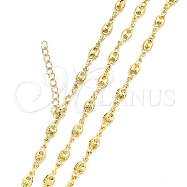 Gargantilla Basica 04.09.0185.20 Oro Laminado, Diseño de Puff Mariner, Pulido, Tono Dorado (04 MM Thickness, 20 Inches Length)