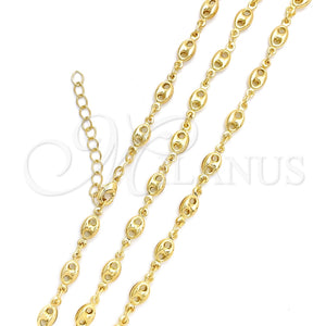 Gargantilla Basica 04.09.0185.20 Oro Laminado, Diseño de Puff Mariner, Pulido, Tono Dorado (04 MM Thickness, 20 Inches Length)