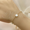 Pulsera Elegante 03.02.0087.07 Oro Laminado, Diseño de Box, con Marfil Perla, Pulido Blanco, Tono Dorado (01 MM Thickness, 7 Inches Length)