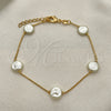 Pulsera Elegante 03.02.0087.07 Oro Laminado, Diseño de Box, con Marfil Perla, Pulido Blanco, Tono Dorado (01 MM Thickness, 7 Inches Length)