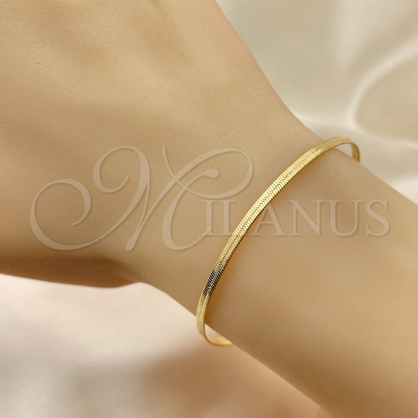Pulsera Básica 03.02.0095.07 Oro Laminado, Diseño de Herringbone, Pulido, Tono Dorado (02 MM Thickness, 7 Inches Length)