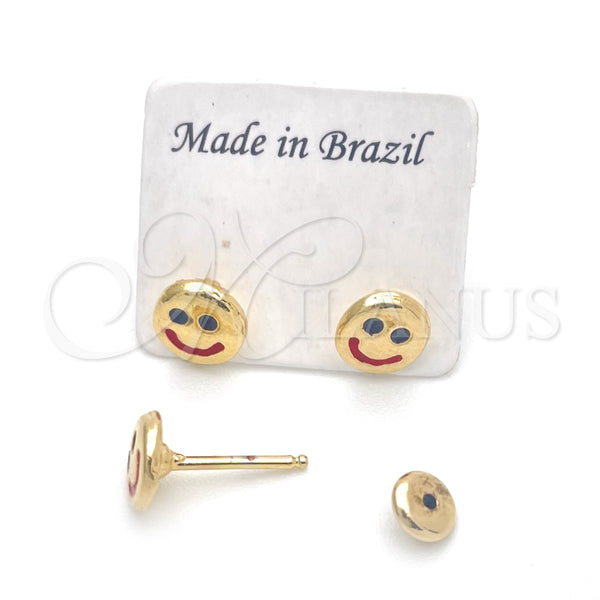 Arete Dormilona 02.02.0507 Oro Laminado, Pulido Blanco, Tono Dorado
