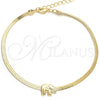 Pulsera Básica 03.02.0096.07 Oro Laminado, Diseño de Elefante y Herringbone, Pulido, Tono Dorado (02 MM Thickness, 7 Inches Length)