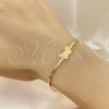 Pulsera Básica 03.02.0098.07 Oro Laminado, Diseño de Herringbone y Mariposa, Pulido, Tono Dorado (02 MM Thickness, 7 Inches Length)