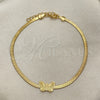 Pulsera Básica 03.02.0098.07 Oro Laminado, Diseño de Herringbone y Mariposa, Pulido, Tono Dorado (02 MM Thickness, 7 Inches Length)
