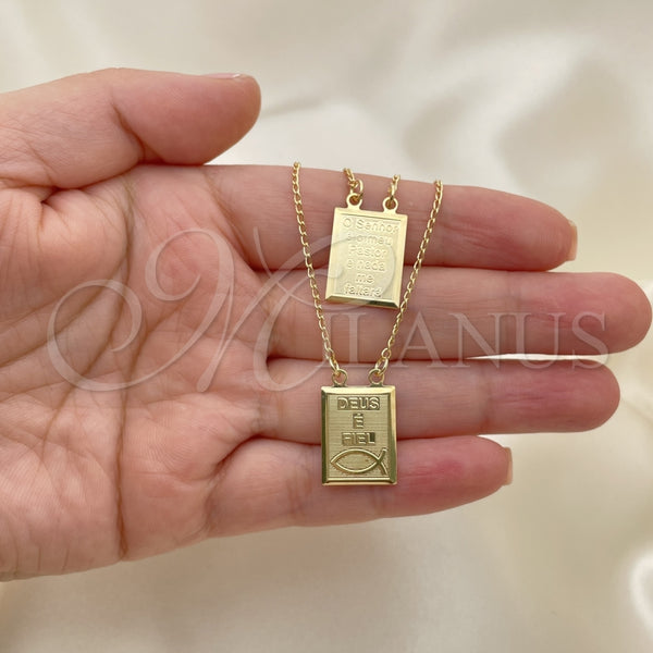 Collares con Dije 04.02.0016 Oro Laminado, Diseño de Espíritu Santo, Pulido, Tono Dorado (01 MM Thickness, 16 Inches Length)