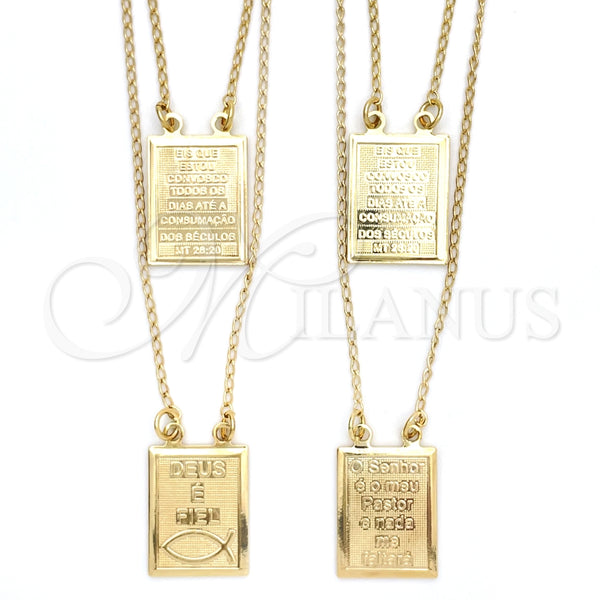 Collares con Dije 04.02.0016 Oro Laminado, Diseño de Espíritu Santo, Pulido, Tono Dorado (01 MM Thickness, 16 Inches Length)