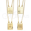 Collares con Dije 04.02.0016 Oro Laminado, Diseño de Espíritu Santo, Pulido, Tono Dorado (01 MM Thickness, 16 Inches Length)