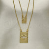 Collares con Dije 04.02.0018 Oro Laminado, Diseño de Espíritu Santo, Pulido, Tono Dorado (01 MM Thickness, 16 Inches Length)