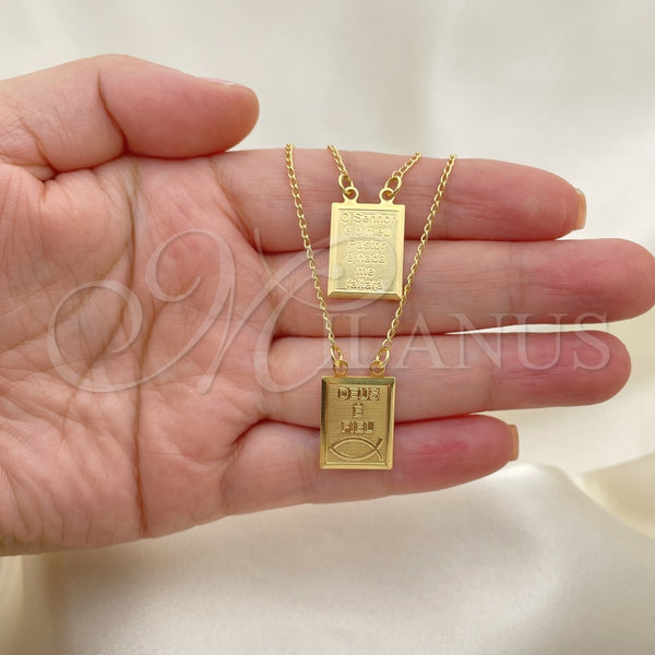 Collares con Dije 04.02.0019 Oro Laminado, Diseño de Espíritu Santo, Pulido, Tono Dorado (01 MM Thickness, 16 Inches Length)