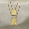 Collares con Dije 04.02.0019 Oro Laminado, Diseño de Espíritu Santo, Pulido, Tono Dorado (01 MM Thickness, 16 Inches Length)
