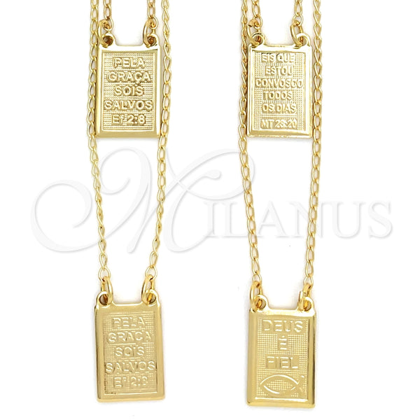 Collares con Dije 04.02.0019 Oro Laminado, Diseño de Espíritu Santo, Pulido, Tono Dorado (01 MM Thickness, 16 Inches Length)